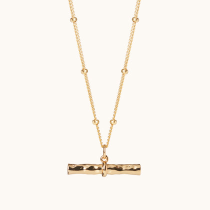 Wide T-Bar Necklace Gold